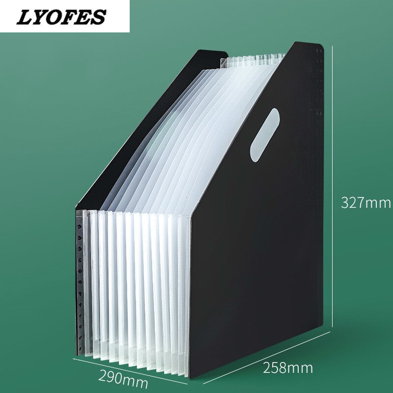 Desk File Folder Document Paper Organizer Storage Holder Multilayer Expanding Box School Office Stationery: A-balck
