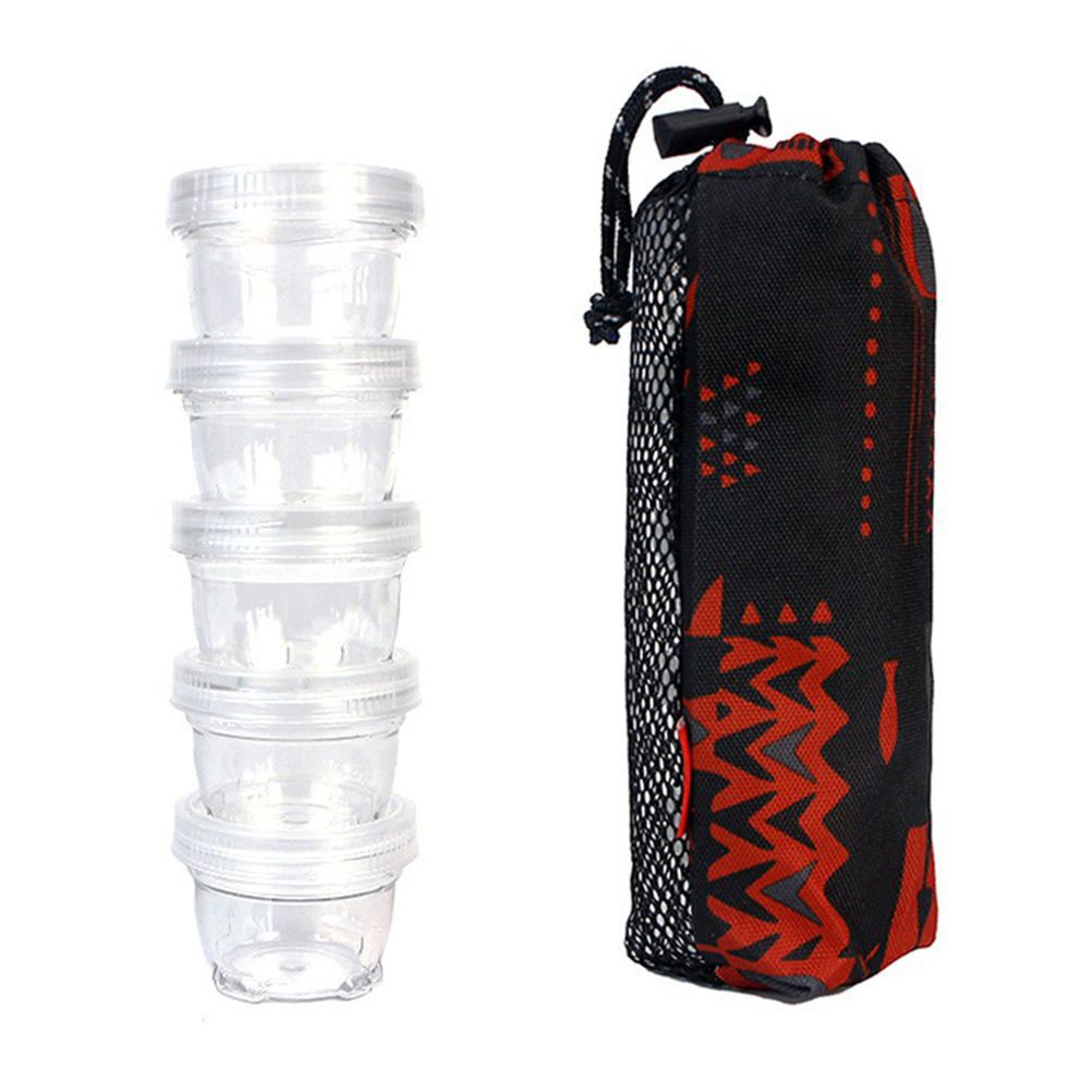 5Pcs Transparante Kruiden Doos Draagbare Kruidenpotjes Set Spice Potten Opslag Container Camping Spice Opbergdoos Met Zak