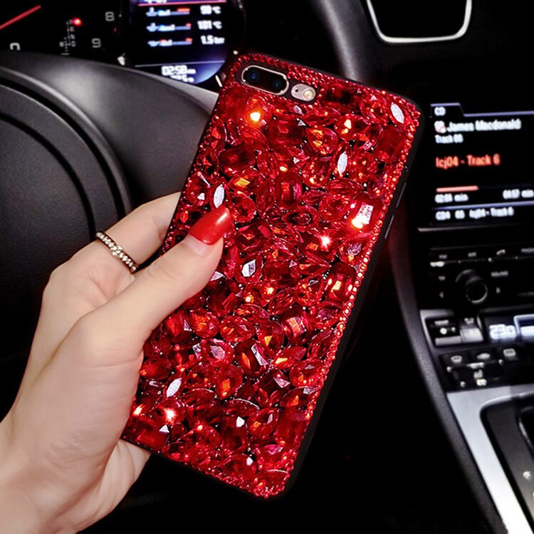 Sunjolly Red Diamond Cases Bling Rhinestone Phone Cover coque for iPhone 11 Pro Max XR XS MAX X 8/ 7 Plus 6S/6 Plus Cases fundas: for iPhone 6S