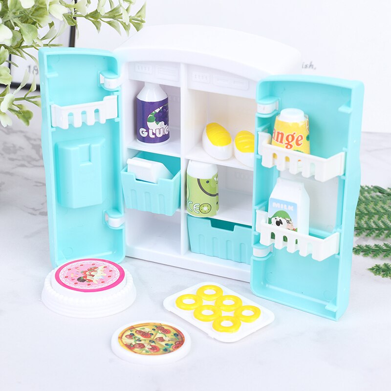 1:12 Simulation Miniature Furniture Toy Doll Dollhouse Refrigerator Table Food
