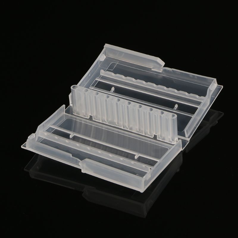 10 Holes Nail Drill Bit Case Plastic Empty Storage Box Milling Cutters Holder Case