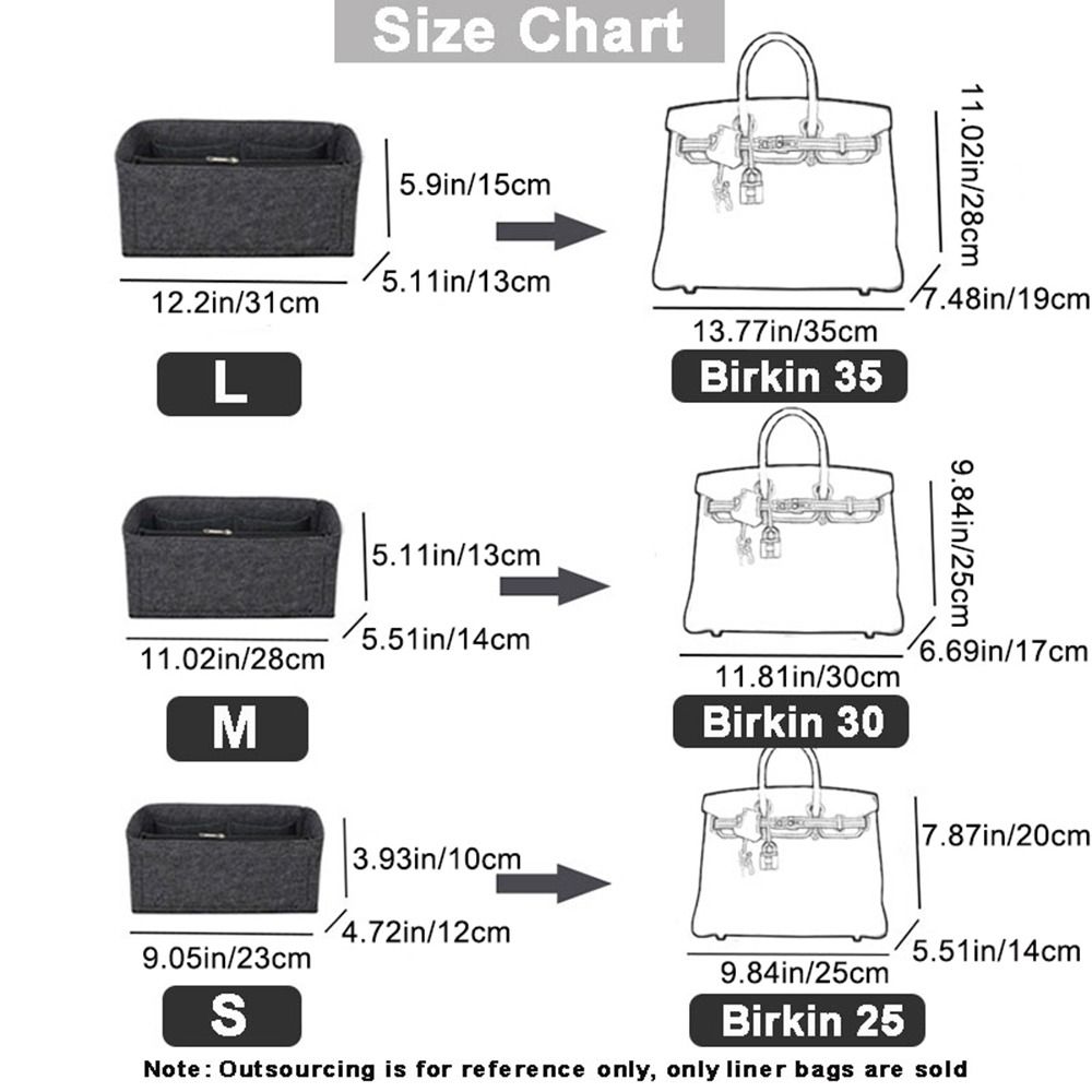 Durable Felt Handbag Insert Bag Portable Multi-Pocket Bag Organizer Travel Liner Bag for Birkin25/30/35