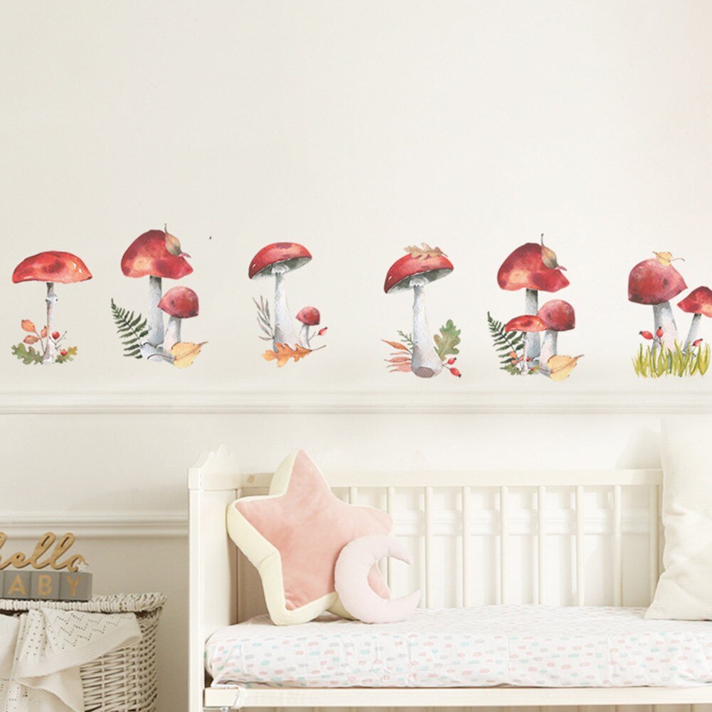 1 Set Van Muurstickers/20.8*22.4Inch Fairy Bos Paddestoel Plant Muursticker Decal Kinderkamer Nursery art Mural