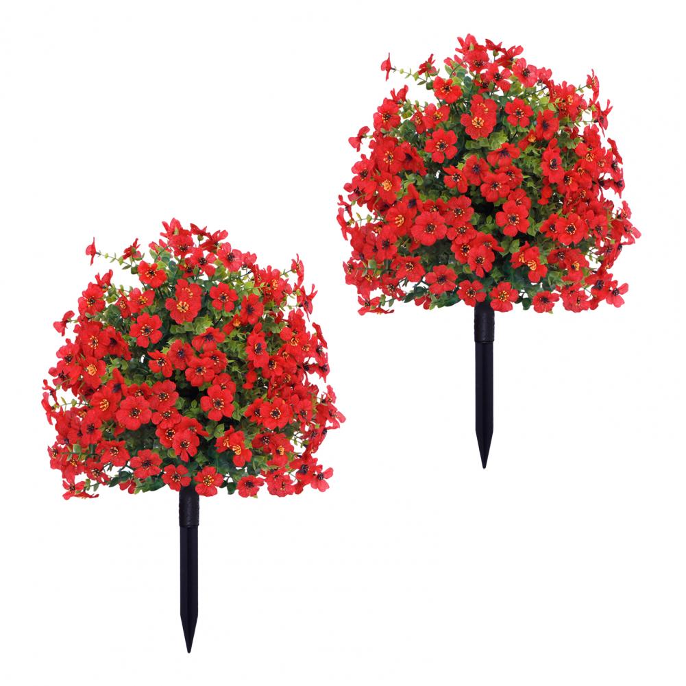 Artificial Stake Uv Resistant Artificial Flowers with Stakes for Indoor Outdoor Garden Porch Patio Wedding Party Decor Faux: WHITE