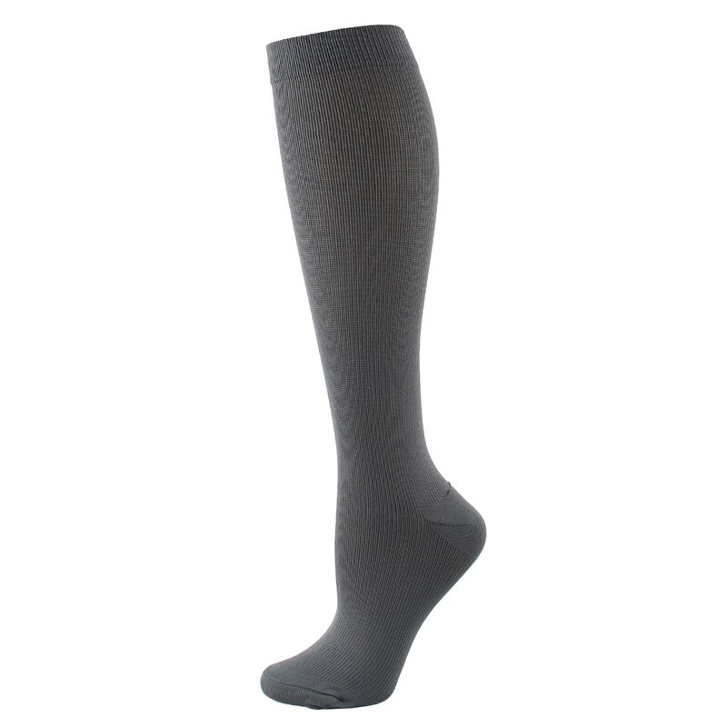 Medias de compresión para hombre y mujer, calcetines adelgazantes para la circulación sanguínea, antifatiga, cómodos, de viaje, Color sólido: Gris / men