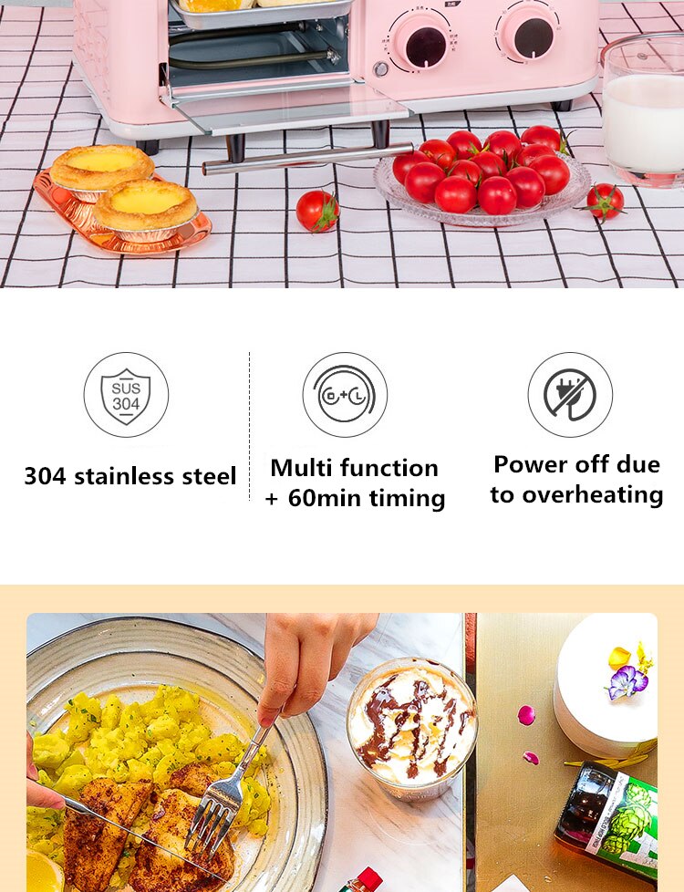 Exquisite and simple multi-functional breakfast machine, oven, pan frying, cooking pot, three in one, more simple and convenient
