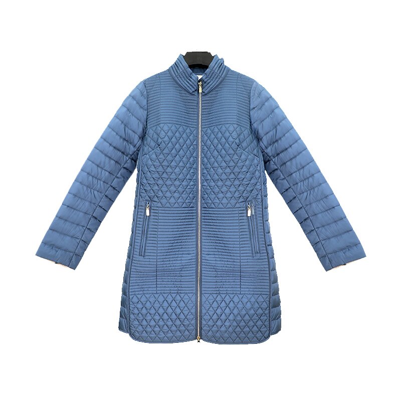 Lange Lente Jassen Vrouwen Down Jas Warm Gewatteerde Parka Kleding Vrouwelijke Katoen Lichtgewicht Dames Grote 18-520: Blue 195 / 46