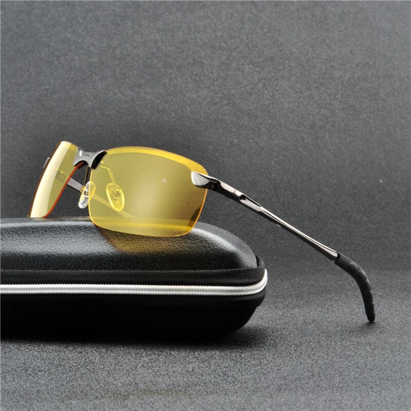 Legering uv mænds driver nattesyn beskyttelsesbriller solbriller kørsel mandlig kørsel solbriller til mænd anti-blænding dag nat beskyttelsesbriller nx: Sølvgul