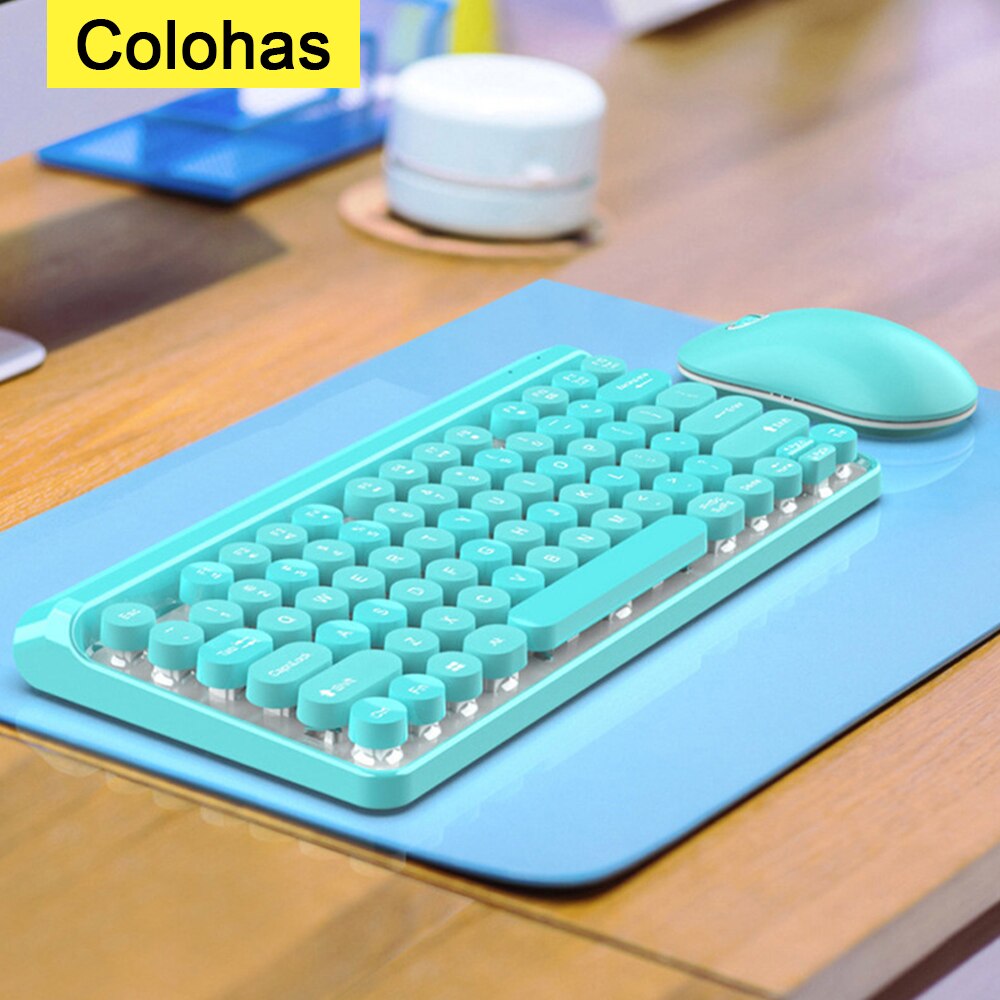 Teclado inalámbrico de 2,4G para videojuegos, conjunto de ratón para Macbook, Xiaomi, PC, Gamer, teclado mágico portátil, ratón, Combo rosa para chica