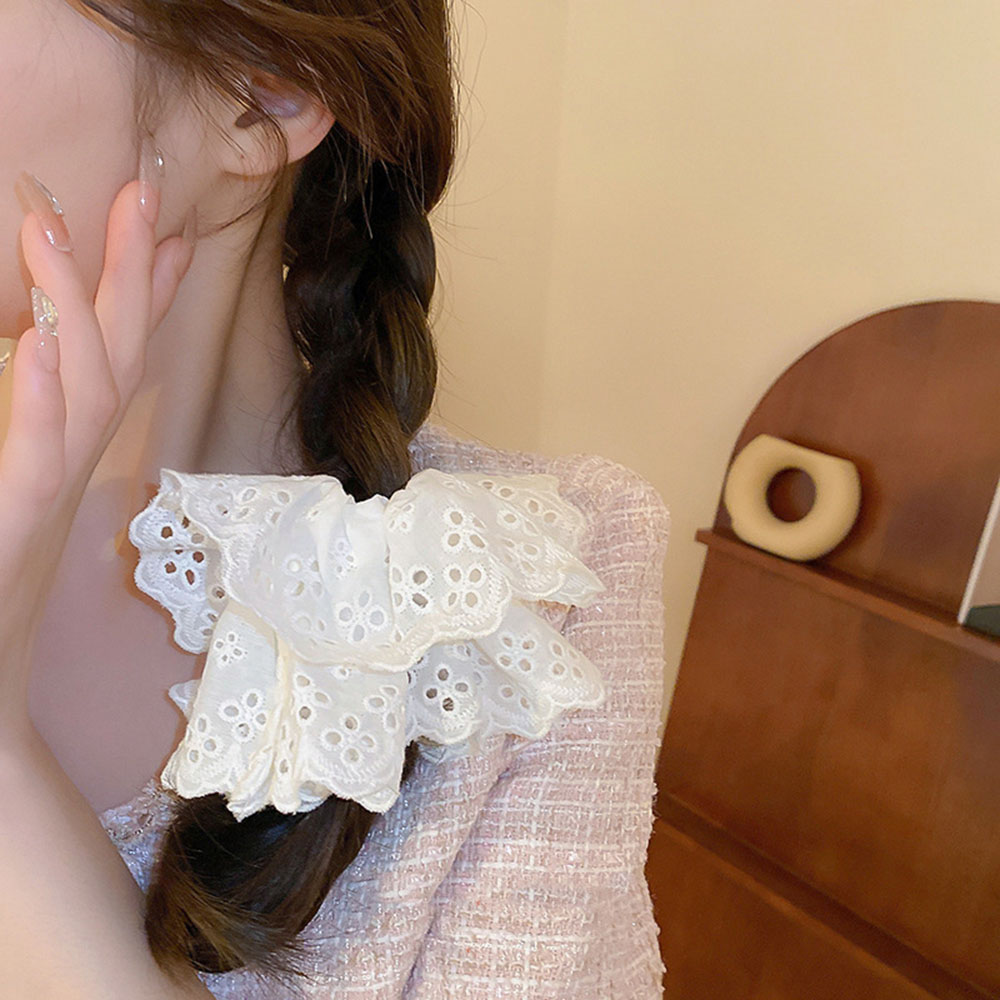 Oversized Lace French Hair Scrunchie For Women Elastic Ponytail Holder Headbands Korean Hair Bands Elastic Hair Accessories