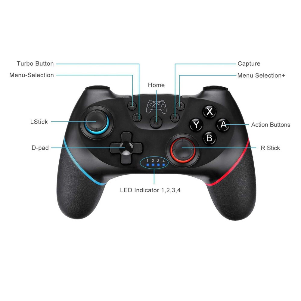 Mando inalámbrico con Bluetooth para Nintendo Switch, mando inalámbrico con 6 ejes para consola NS Switch