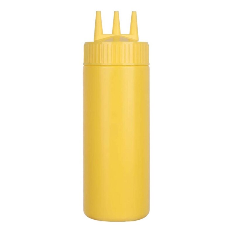 Botella giratoria de 3 agujeros para escurrir, botella de alimentaria para salsa, salsa, aceite, utensilios de cocina, Material PE M6CE: Yellow-650ML