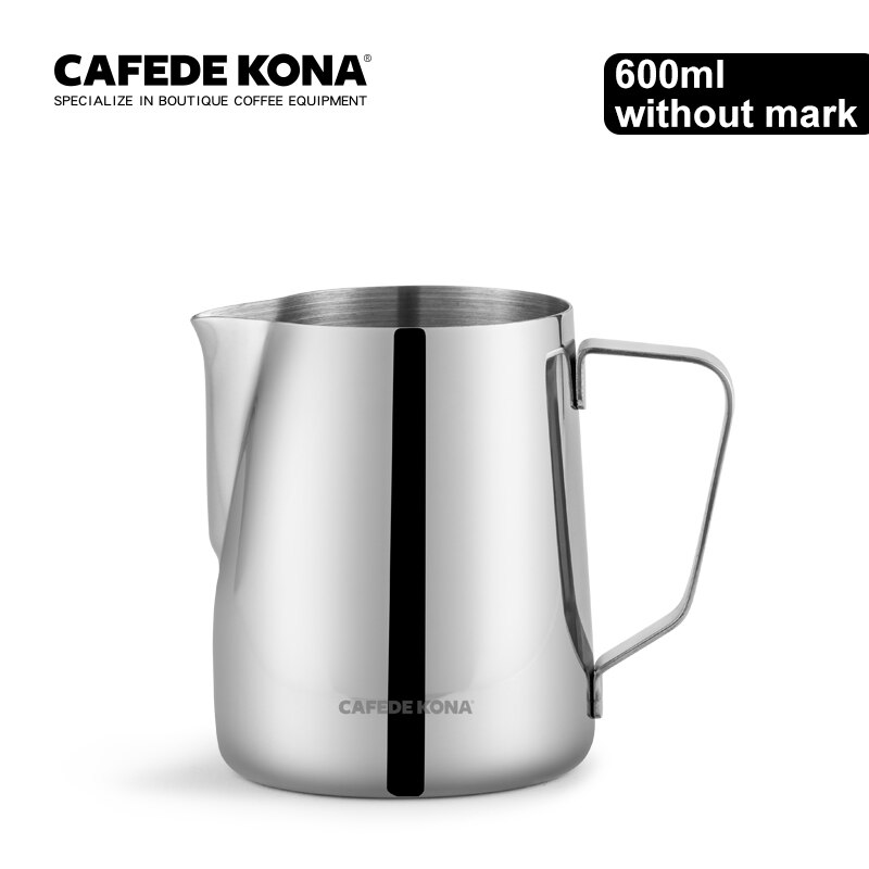 Cafede kona tutkittu barista kannu peili ruostumattomasta teräksestä maitokannu 300ml / 600ml maidonvaahdotuskannu kahvi latte art: 600ml ilman merkkiä