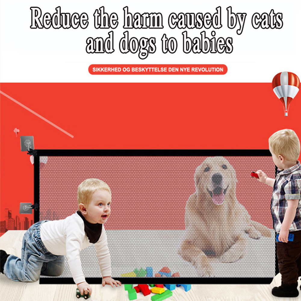 Clôtures de barrière pour chien avec 6 crochets, réseau isolé pour escaliers, porte, parc pliant en maille respirante pour clôture de sécurité pour chien