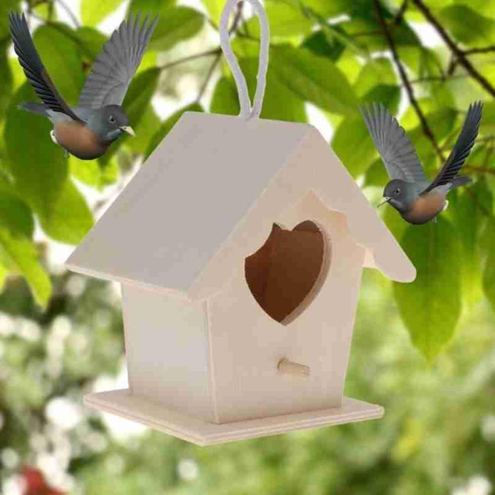 Wooden Bird Simple Nest Hanging Bird House Natural Wooden Bird Cage Resting Place Wall-mounted Outdoor Garden Tree Birdhouse