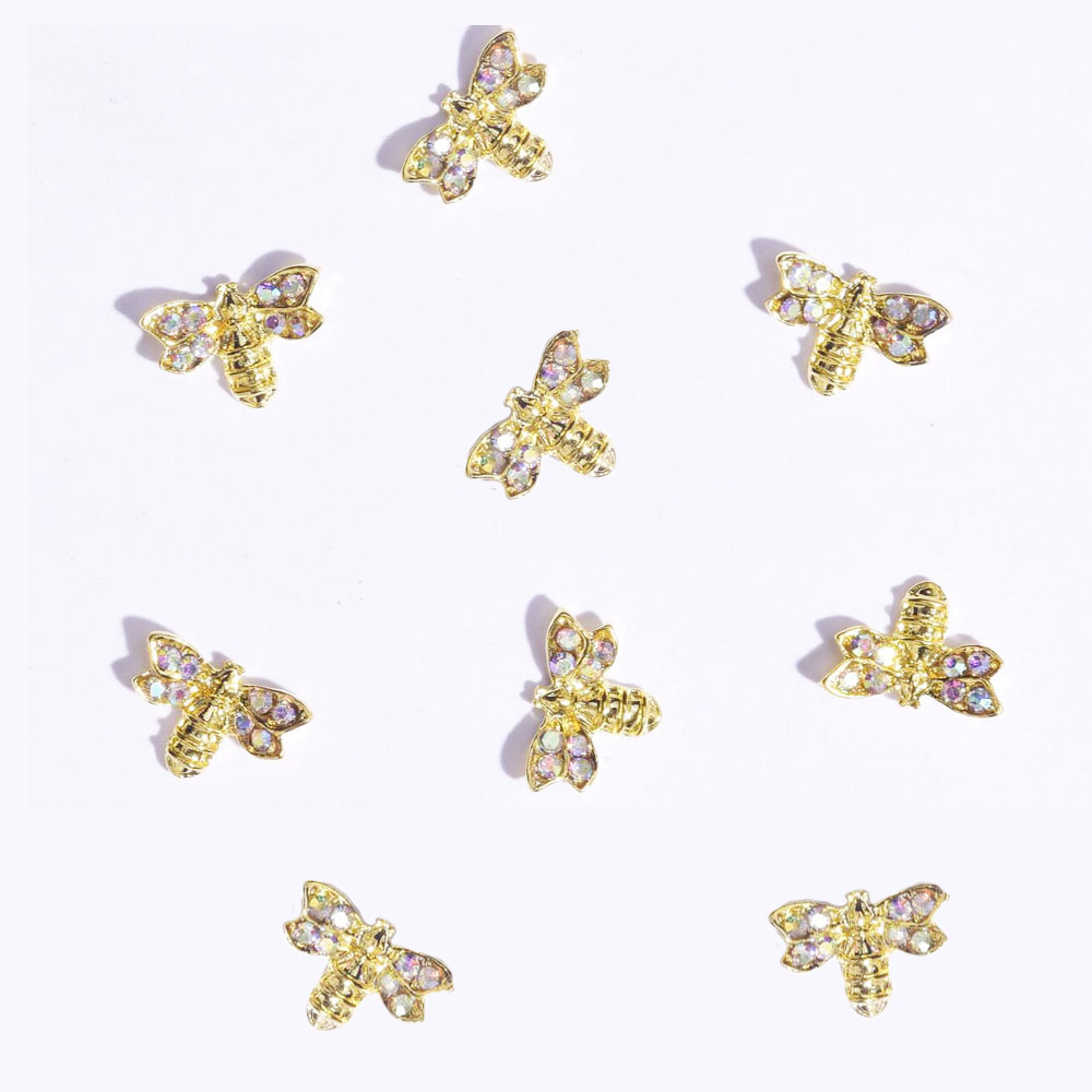 Insekt metal nail art charm 3d legeret bi/edderkop/møl krystal rhinsten smykker dekoration perle perle manicure tilbehør