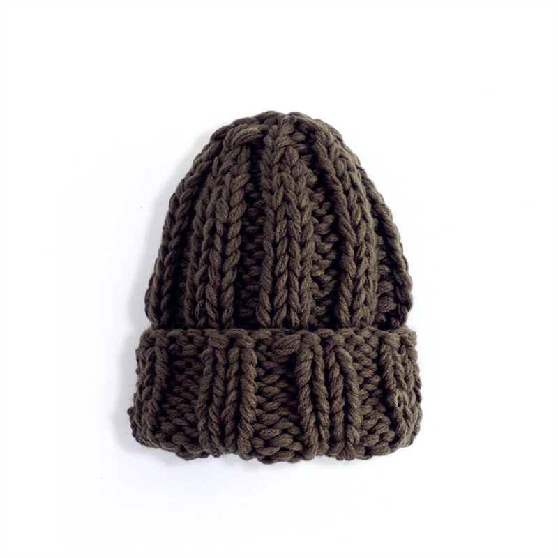 Bonnet tricoté pour femme, épais, doux, , gros Bonnet tricoté, solide, Ski de glace, Skullies, Bonnet: ArmyGreen