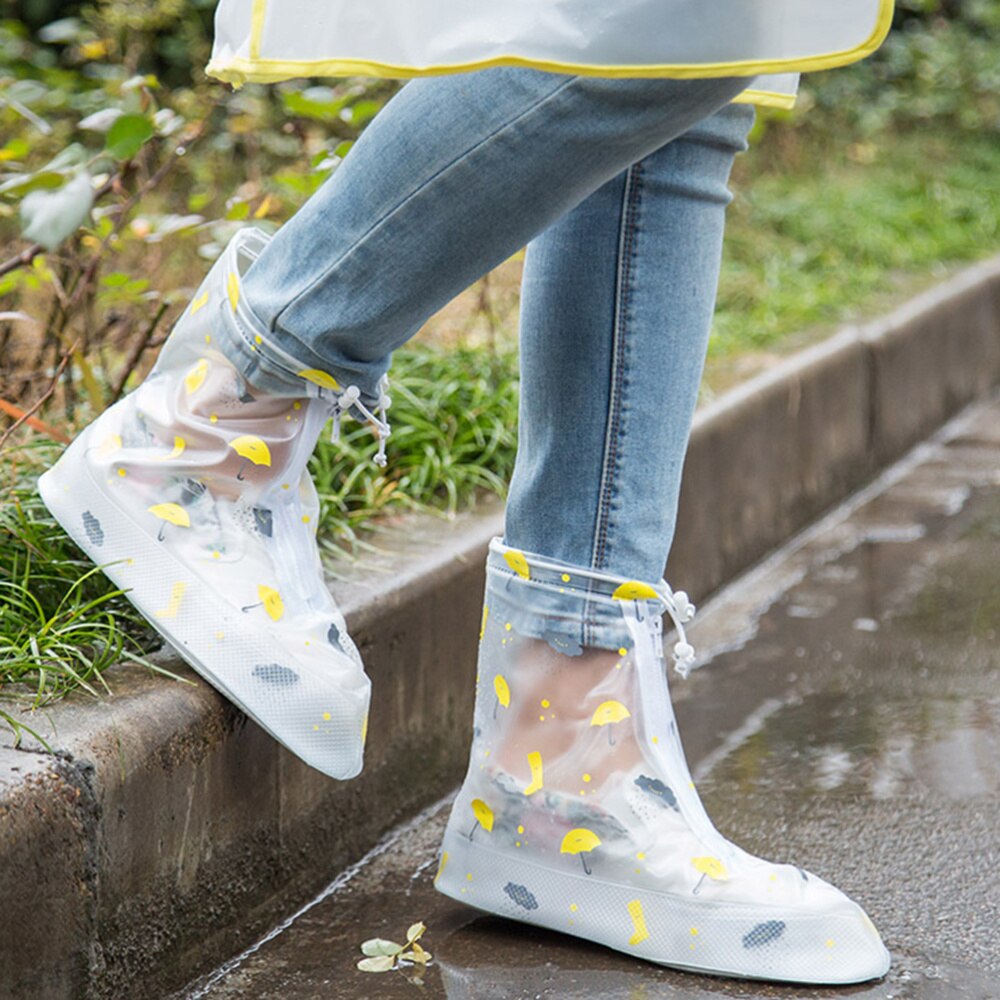 1 paire de couvre-chaussures portables, parapluie et motif de chaussures, protecteur de bottes résistant à l'usure, chaussures antidérapantes imperméables pour le Camping