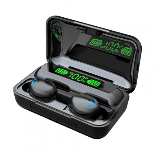 F9-5 trådløse hovedtelefoner digitalt display touch kontrol bluetooth 5.0 støjreduktion tws in-ear øretelefoner til smartphone ios android: Sort