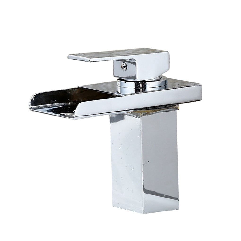 Waterfall Bathroom Sink Tap Faucet Glass Spout Brass Single Handle Kitchen Sink Basin Faucet: 3
