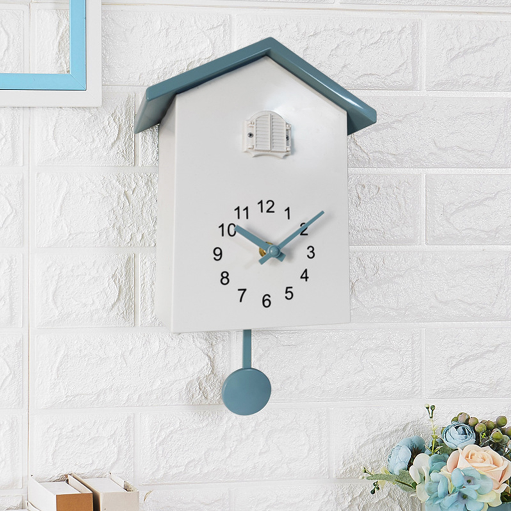 Cuckoo Wall Clock Birds Sounds Pendulum Clock Desktop Cabinet Clocks Watch: Grey