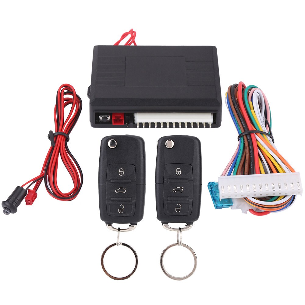 Universal 12V Car Plastic Door Lock Locking Keyless Entry System Remote Central Control Kit with LED indicator Black: L256