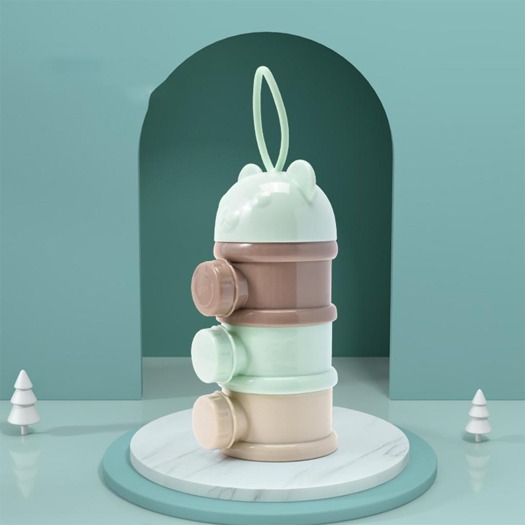 Formula Dispenser Milk Powder Dispenser Container with Carry Handle for Baby: Green 3 Layers