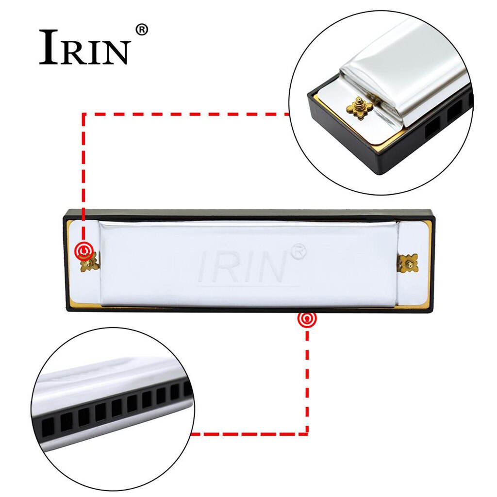 10 Holes Harmonica 20 Notes C Key Blues Harmonica w/ Case Musical Instrument Mouth Organ for Beginner Children