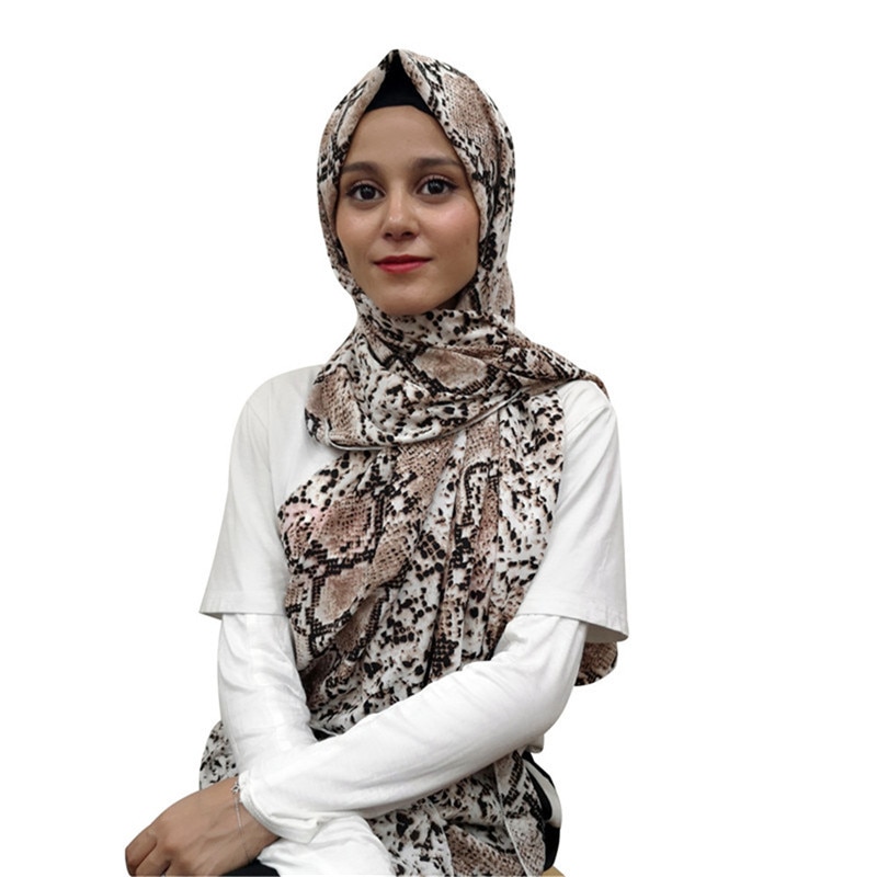 Muslimi hijab käärmeennahka polyesterihuivi huivi printti syksy talvi islamilainen loimi pitkä huivi