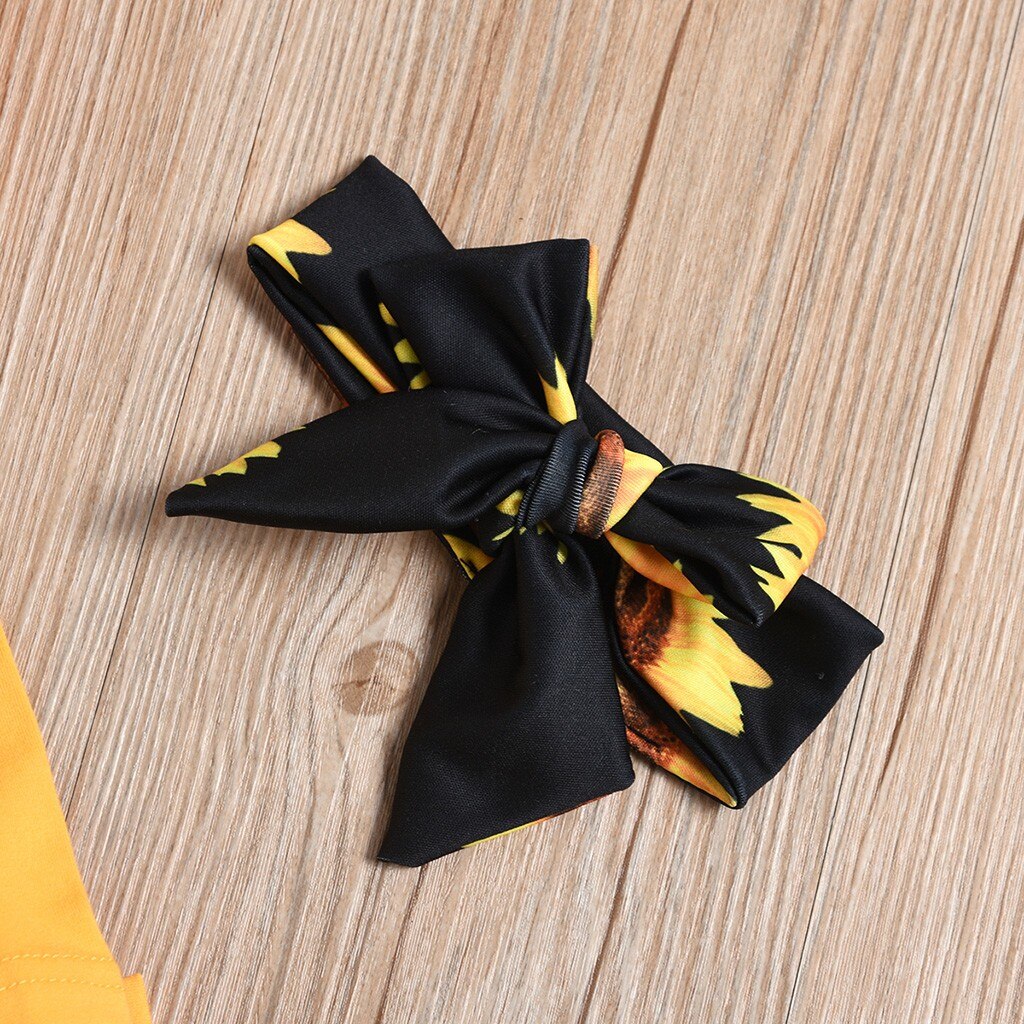Vestiti del bambino della ragazza Manica Lunga Lettera mi dispiace ragazzi Pagliaccetto Stampato + Girasole Pants + Headband 0-24M ragazze vestiti Vetement Fille