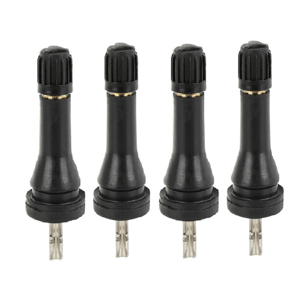 4pcs TPMS Tire Valve Stems Short Black Rubber Tyre Tubeless Snap-in Vavle Wheels ATV Tires Parts: Default Title