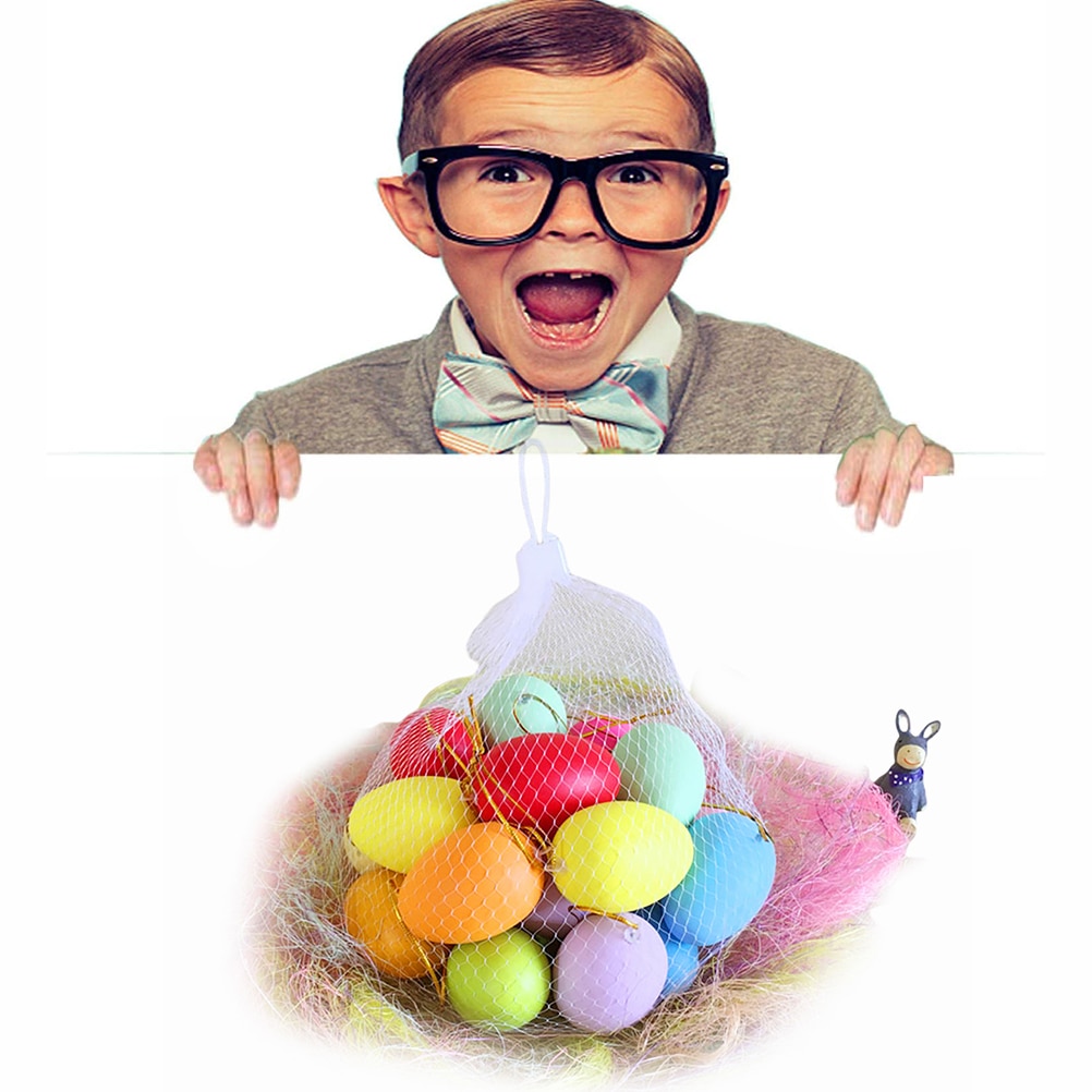 20pcs/set Cute Plastic Easter Eggs DIY Painting Colorful Eggs Handmade Ornaments Plastic Hanging Easter Eggs Funny Plaything #20: Default Title