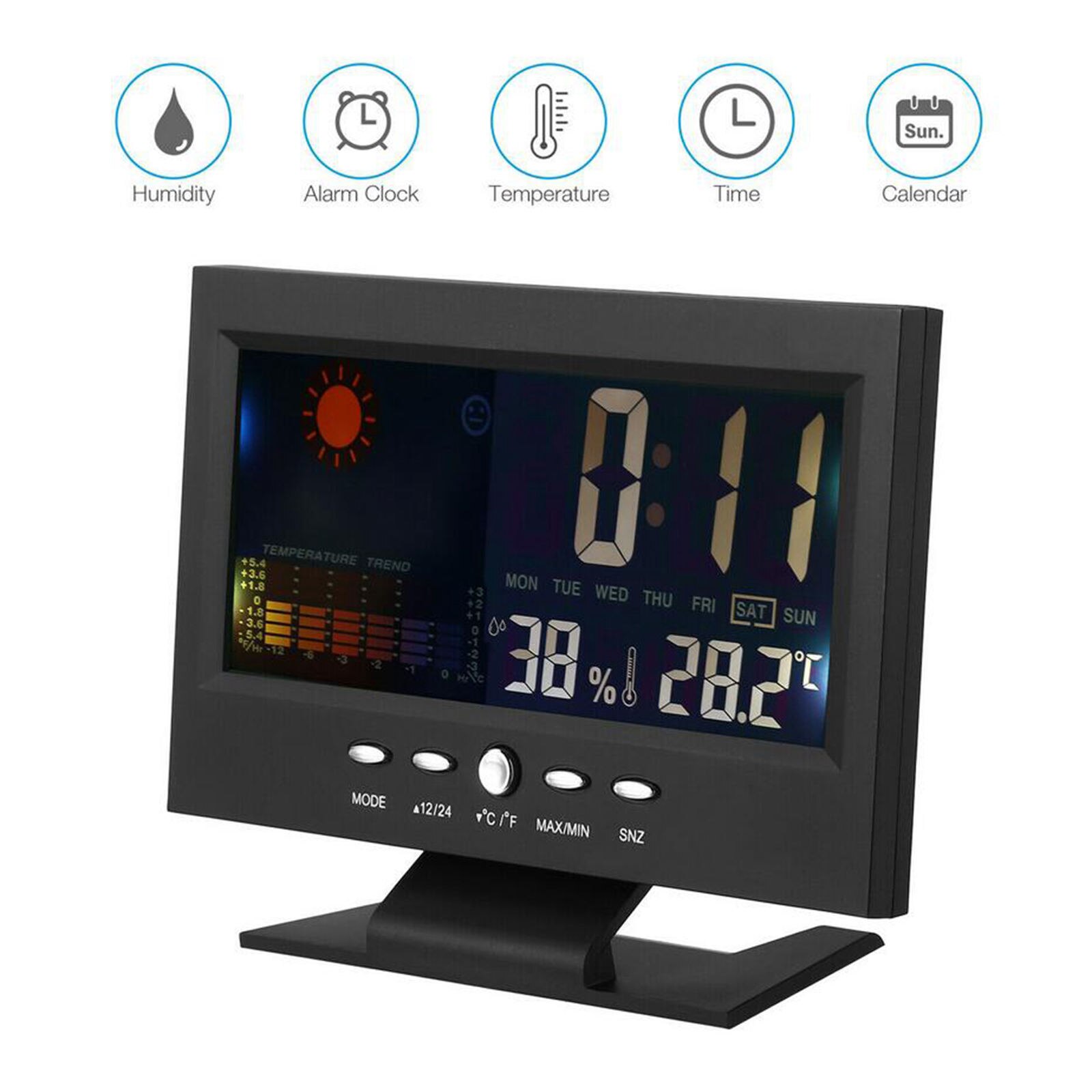 Weather Clock Color Screen Digital Display Thermometer humidity clock Colorful LCD Alarm Calendar Weather