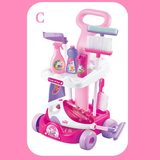 Børns sæt hjem simuleret vogn rengøringsværktøj støvsuger små husholdningsapparater legetøj ryster små legetøj: C
