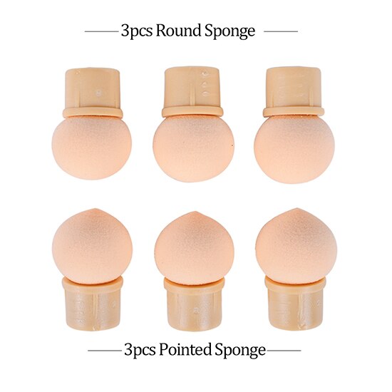 Full Beauty cepillo para uñas con gradiente de puntilla, esponja redonda para cabeza puntiaguda, accesorios para manicura artística con pintura de colores para recoger diamantes de imitación CH023: 6pcs sponge