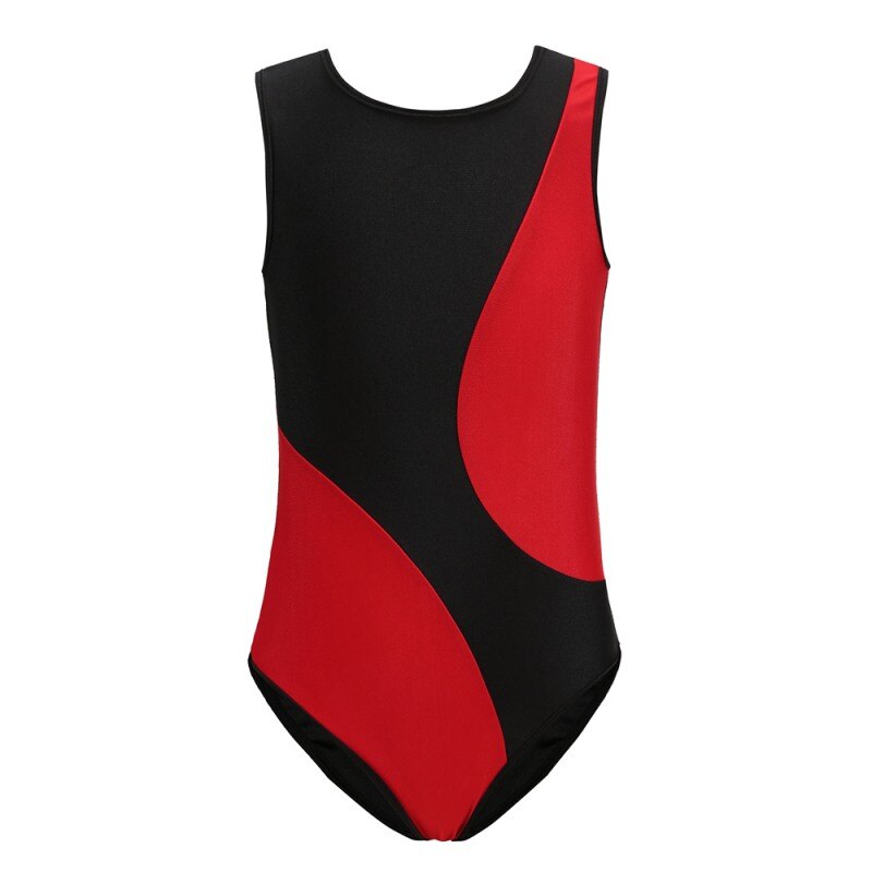Children Kids Girls Gymnastics Suit Soft Breathable Sleeveless Concise Color Matching Gymnastics Cloth Body Suit