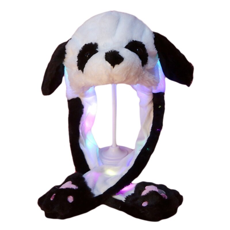 Allumer Chapeau En Peluche avec des Oreilles Mécaniques Dessin Animé Lapin Panda LED Couvre-oreille: G