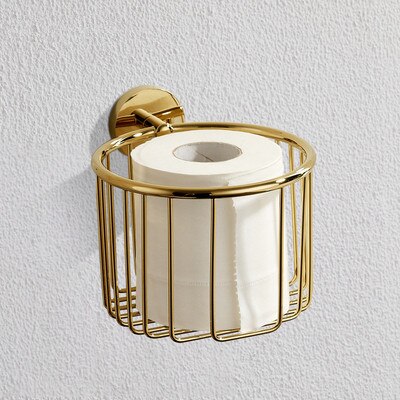 Kobber badeværelse papirkurv vægmonteret massivt messing badeværelse brusebad shampoo hylde badeværelse hylde papiræske guld / sort / krom: Guld