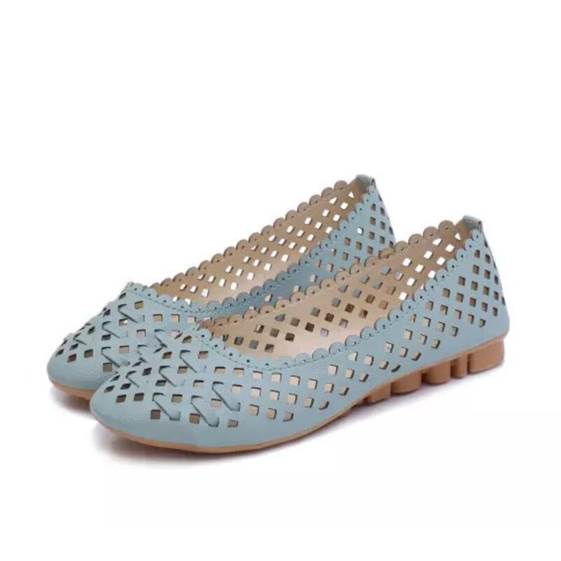 Zomer damesschoenen instappers platte schoenen uitgesneden sandalen comfortabele dames flats zwarte loafers damesschoenen zapatos mujer 6936: Hemelsblauw / 4.5