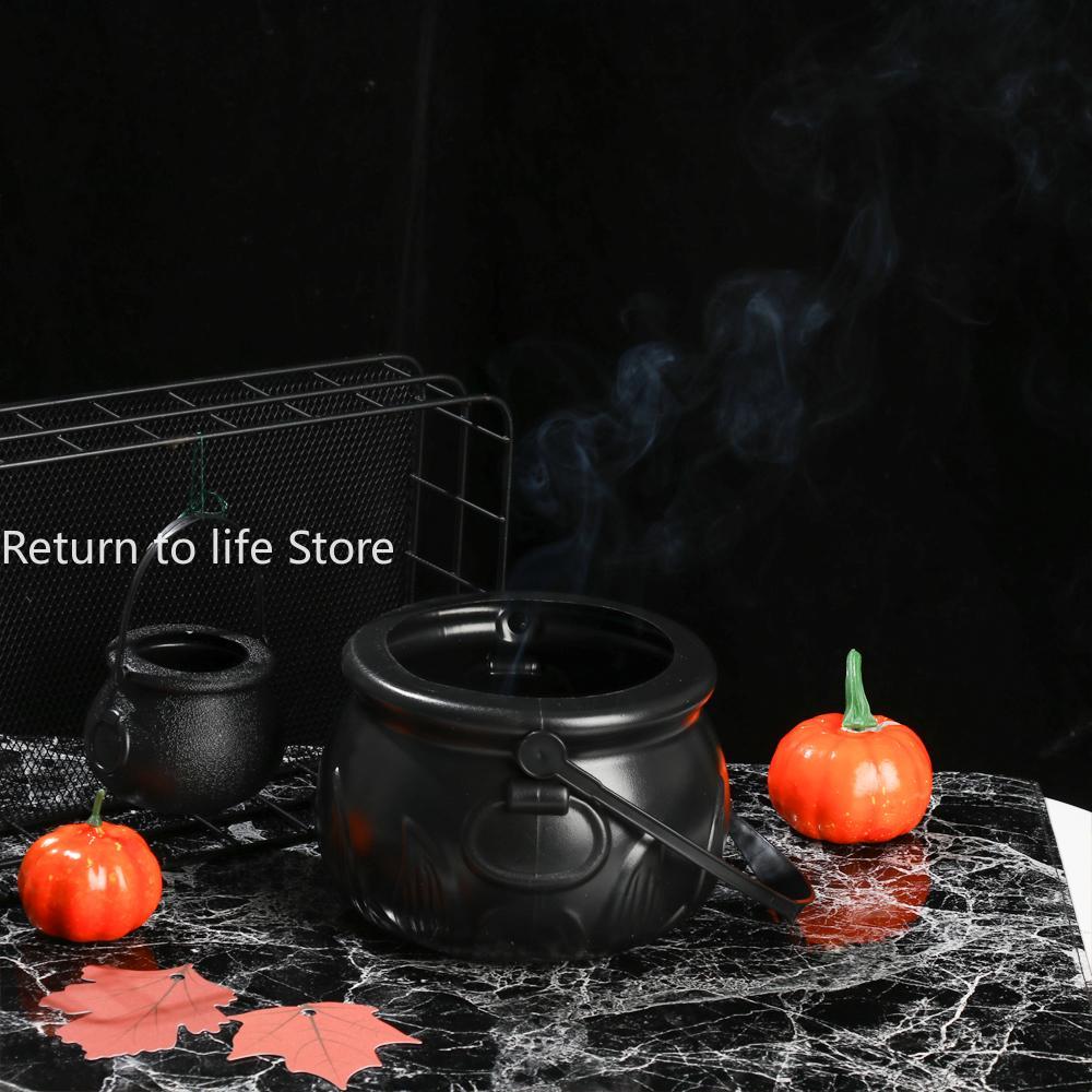 Caldero de plástico para decoración de Halloween, tarro de Calavera, niebla, humo, niebla, utilería para , barril de bruja