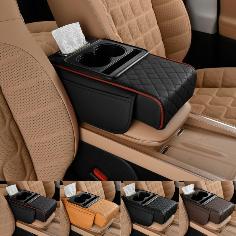 Coussin d'accoudoir de console centrale automatique avec porte-gobelet, housse d'accoudoir, coussin de rehaussement, oreiller, accessoires de voiture