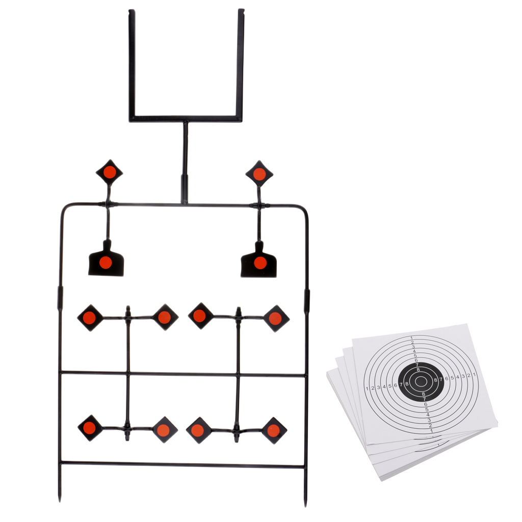 Cible de tir à réinitialisation automatique, support de cible rotative avec 20 cibles en papier, pratique de tir