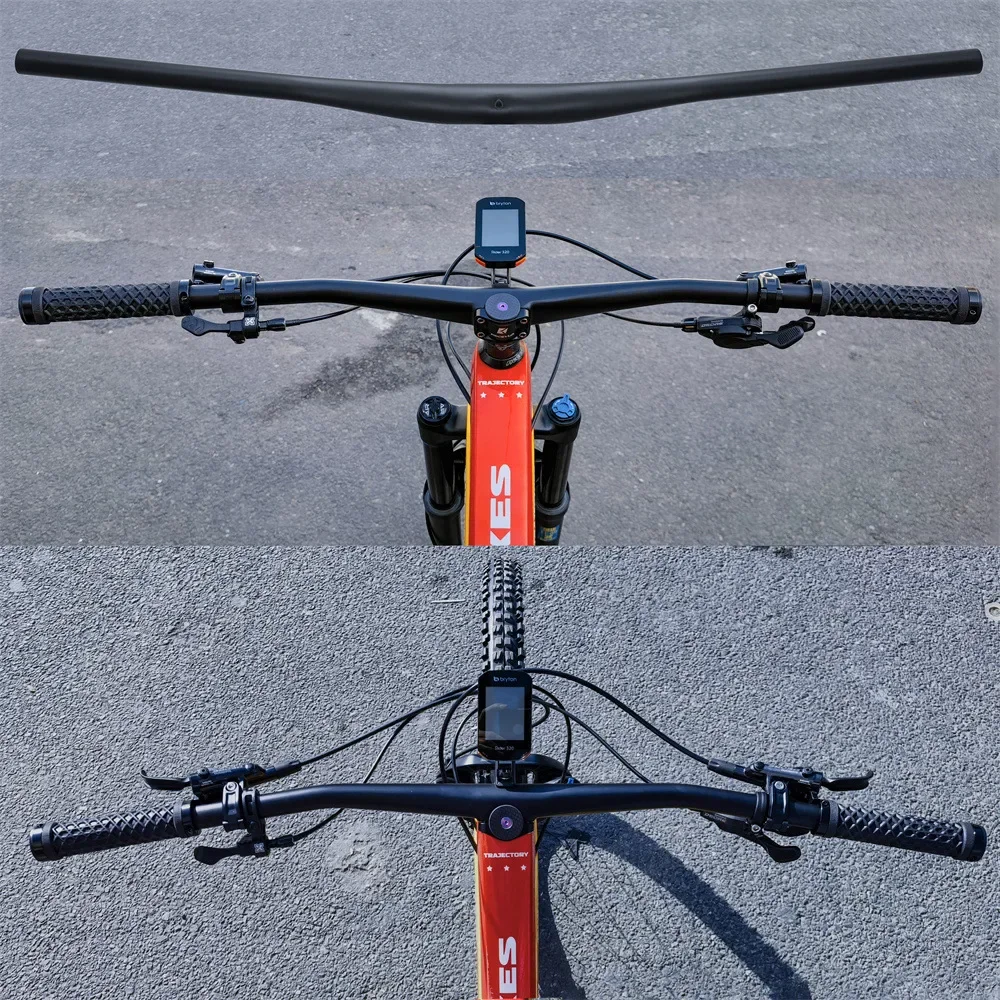 KOCEVLO Manillar integrado de bicicleta de cross AM de fibra de carbono, manillar XC para bicicleta de montaña MTB con soporte para computadora, mango de bicicleta de 800 mm