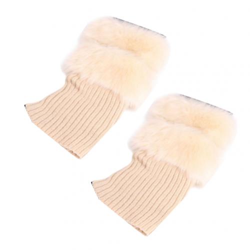 Socks Winter Women Leg Warmers Warm Faux Fur Crochet Knit Leg Warmers Boot Socks Toppers Cuffs For Female Women GIrl: Beige