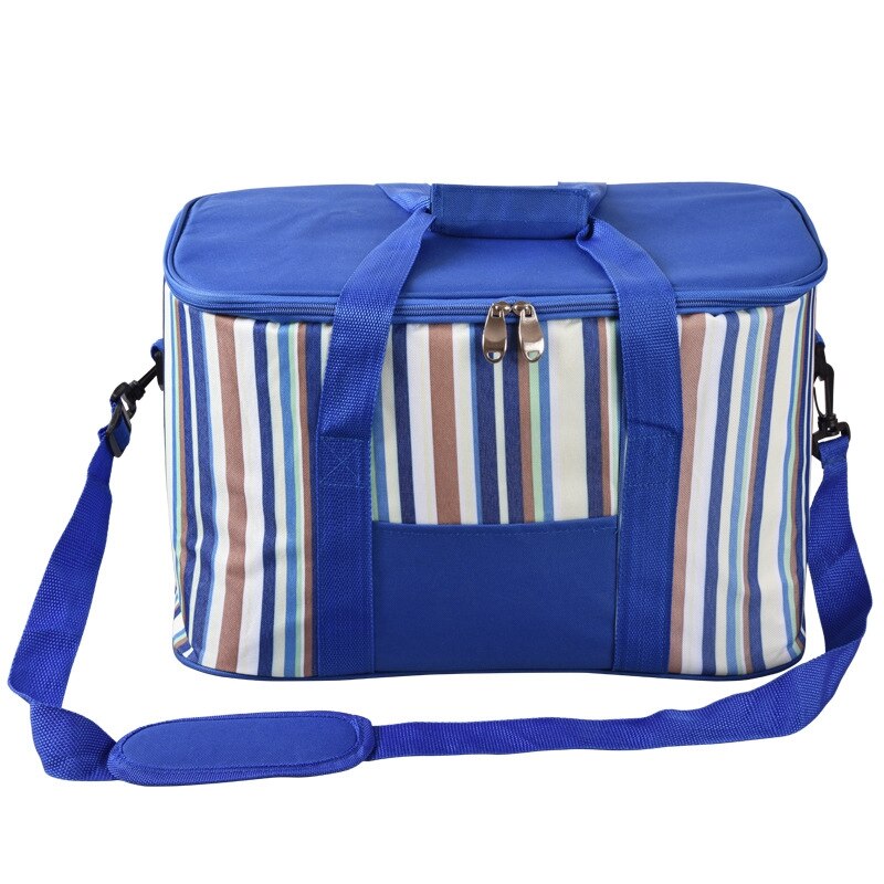 Große Kühltasche Blau abgezogen Thermische Taschen Eis Kasten Tragbare Picknick Eis Pack essen Trinken Isolierte Taschen Aluminium Folie Picknick tasche