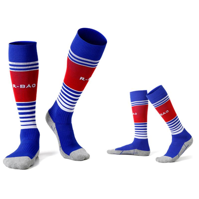 1 par fodboldstrømper knæhøje/lange bomuld nylon elastisk anti-sved åndbar fodbold strømper fodtøj tilbehør nylon elastik: L