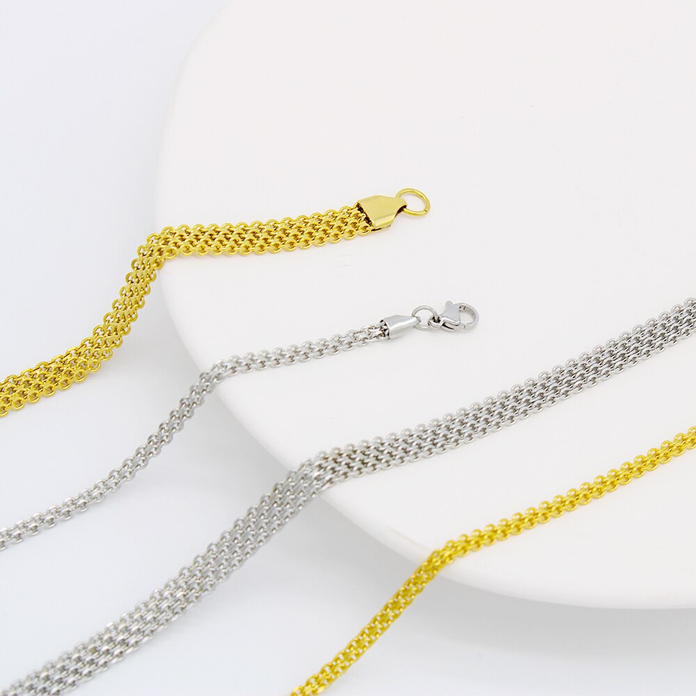 Collar de acero inoxidable de 18K para hombre y mujer, Gargantilla con dijes para deslustre, joyería de malla con personalidad, decoración de cadena