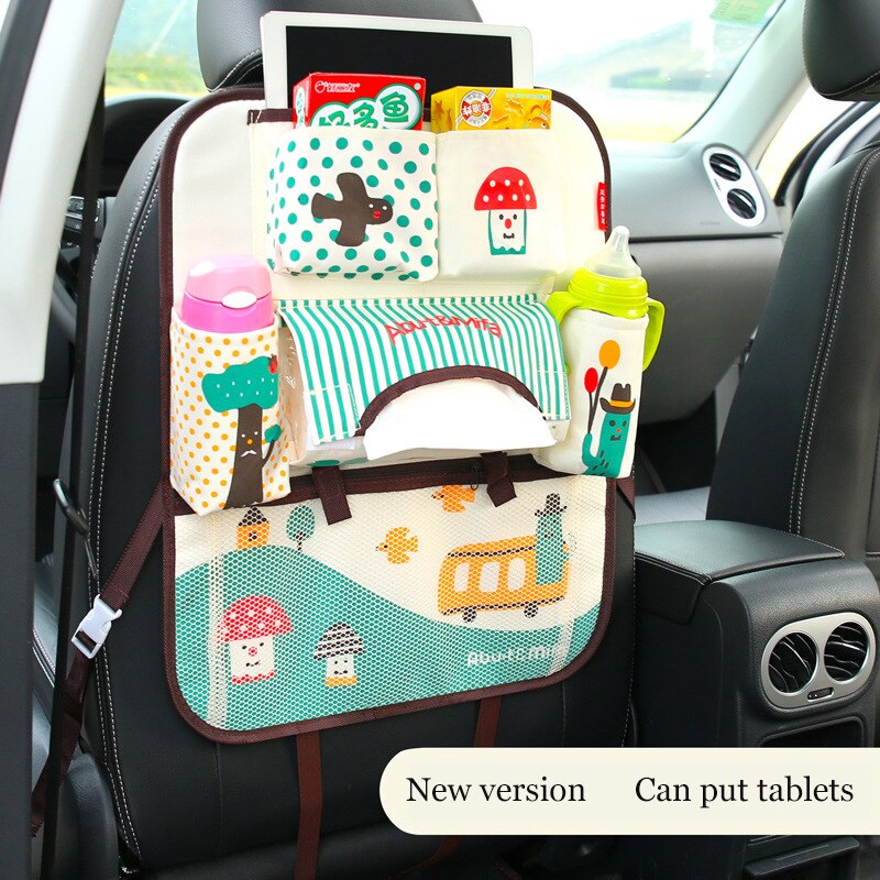 Sac de rangement pour siège de voiture, mignon dessin animé ours chat, sacs de rangement suspendus pour voiture, style de voiture de poche pour enfants: Upgraded 2