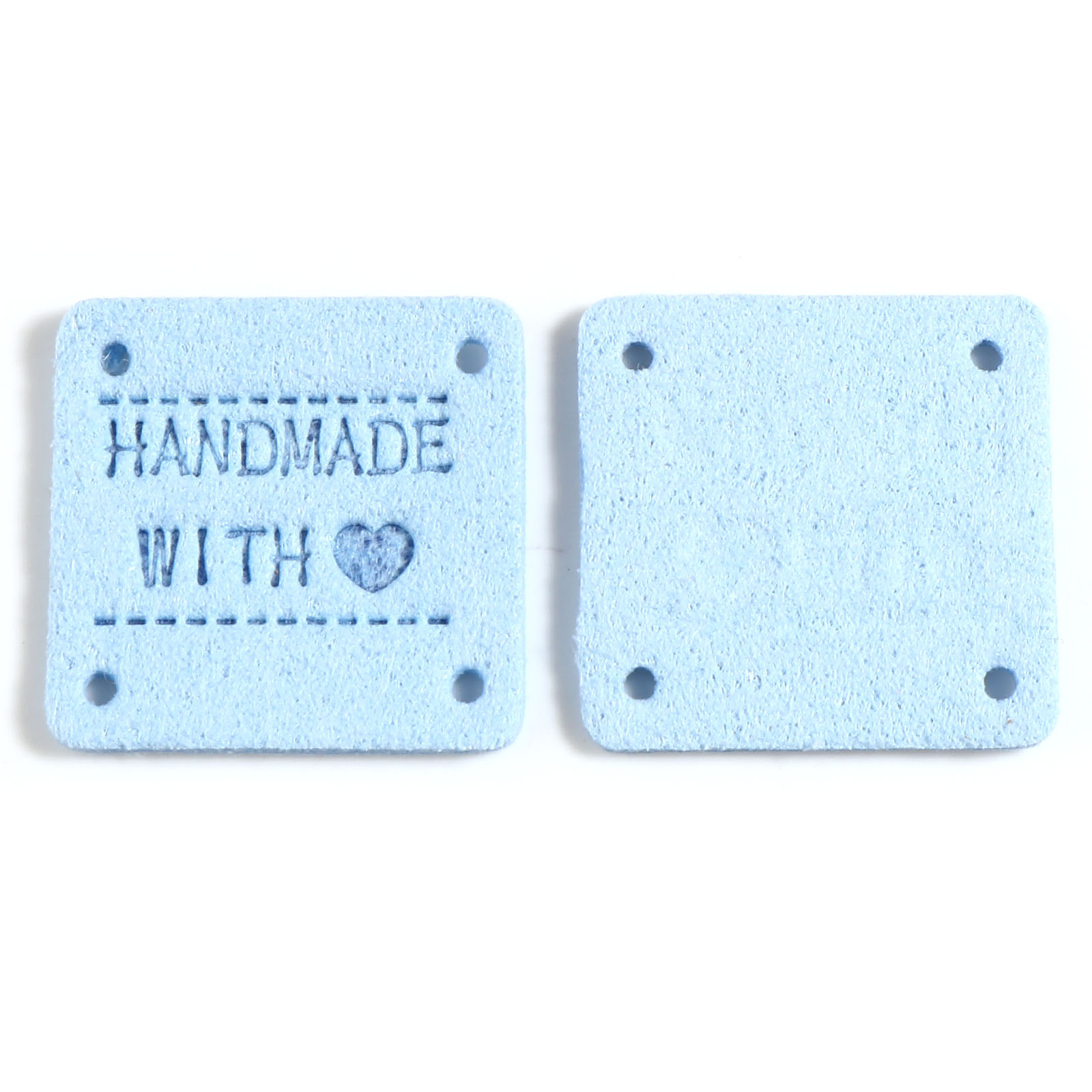 20 sztuk ręcznie wykonane z miłością odzież tłoczone etykiety sztuczny zamsz Lether etykiety tagi plac do szycia odzieży Knitting Tag 25x25mm: 7