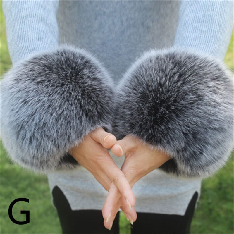 1 par kvinder vinter håndled varmere oversleeve varm og blød faux pels vindtæt arm armbånd armbånd arm ærmer: G